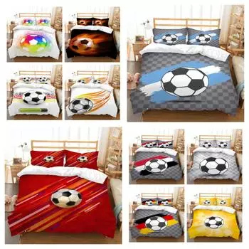 Лидер продаж, комплект двуспальных покрывал на кровать размера «king-size», дышащий комплект постельного белья с футбольным принтом, высококачественный домашний текстиль, комплекты постельного белья для мужчин UK Single 135x200cm