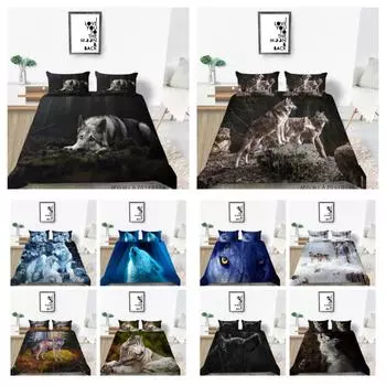 Лидер продаж, комплект пододеяльников, 2/3 шт., комплект постельного белья с принтом волка, комплект зеленых украшений для спальни UK Single 135x200cm