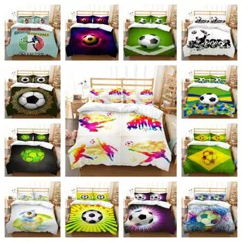 Лидер продаж, комплект пододеяльников с 3D футбольным принтом, домашний текстиль, Прямая доставка, детское постельное белье, моющаяся дышащая наволочка UK Single 135x200cm