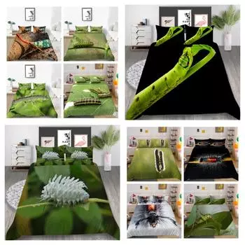 Лидер продаж, комплект постельного белья, дышащий пододеяльник с 3D принтом, домашний текстиль с насекомыми и наволочкой, мягкий пододеяльник для детей-подростков UK Single 135x200cm