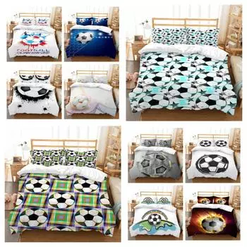 Лидер продаж, комплект постельного белья с 3D футбольным принтом, комплект пододеяльников, детский одинарный двойной размер, домашний текстиль, пододеяльник из микрофибры UK Single 135x200cm