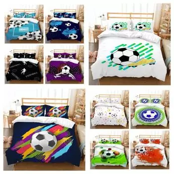 Лидер продаж, комплект постельного белья из 2/3 шт., дышащее одеяло, комплект пододеяльников, 3D футбольный дизайн, удобный чехол из микрофибры, костюм UK Single 135x200cm
