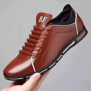 Лидер продаж, кожаные туфли для мужчин, повседневные кроссовки в британском стиле, на шнуровке, мужские туфли, качественные мужские мокасины, мягкие, на плоской подошве 38 чёрный