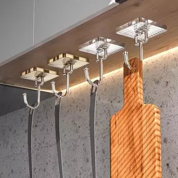 Лидер продаж крючки из нержавеющей стали для кухни и ванной комнаты неперфорированный металлический крючок прочный бесследный дверной самоклеящийся подвесной крючок