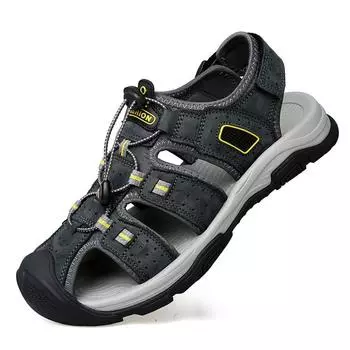 Лидер продаж, летние мужские сандалии, уличные нескользящие мужские пляжные сандалии, мужская обувь из натуральной кожи ручной работы, модные мужские кроссовки 39 коричневый