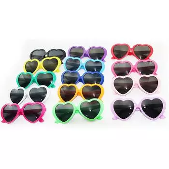Лидер продаж, милые летние унисекс вечерние зеркальные очки ярких цветов, детские солнцезащитные очки в форме сердца, детские солнцезащитные очки UV400 Glasses cloth color random