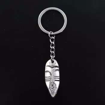 Лидер продаж, модная племенная маска Тики, 40x15 мм, кулон, 30 мм, брелок для ключей, мужской автомобильный подарок, сувенирный брелок серебряный