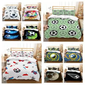 Лидер продаж, модное 3D креативное постельное белье, пододеяльник для футбола, роскошный комплект постельного белья Soccerl, домашний декор для спальни, мягкий пододеяльник из микрофибры UK Single 135x200cm