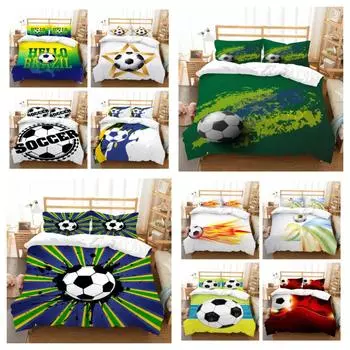 Лидер продаж, модный комплект пододеяльников, футбольный комплект постельных принадлежностей, костюм для мальчиков и мужчин, одинарный двойной размер, пододеяльник, полиэстер, роскошные комплекты постельного белья UK Single 135x200cm