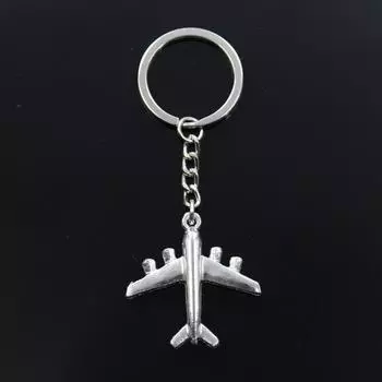 Лидер продаж, модный самолет 38x38 мм, кулон 30 мм, брелок для ключей, металлическая цепочка, серебристый цвет, мужской автомобильный подарок, сувенирный брелок