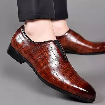 Лидер продаж Мужская кожаная обувь Модный ретро классический стиль Свадьба На Открытом Воздухе Вечеринка Досуг Бизнес Прогулки Мужская обувь 39 чёрный