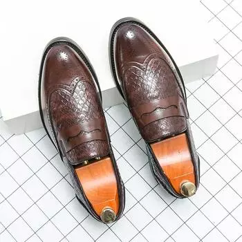 Лидер продаж, мужская повседневная обувь из натуральной кожи, весна-осень, высококачественные лоферы, мужская свадебная обувь, обувь для прогулок на открытом воздухе 38 чёрный
