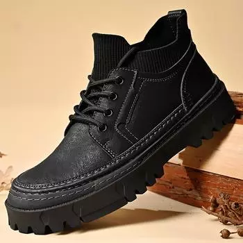 Лидер продаж, мужские кожаные ботинки, осенне-зимние рабочие ботинки с толстой подошвой, модные оксфордские туфли, мужские повседневные короткие ботинки 38
