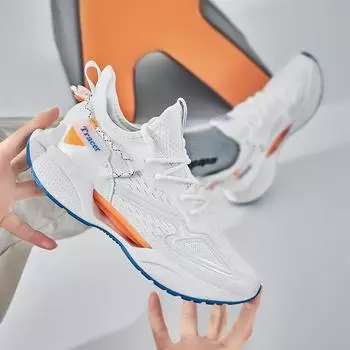 Лидер продаж, мужские летние легкие дышащие полые карбоновые кроссовки для бега, повседневная спортивная мужская обувь 39 белый