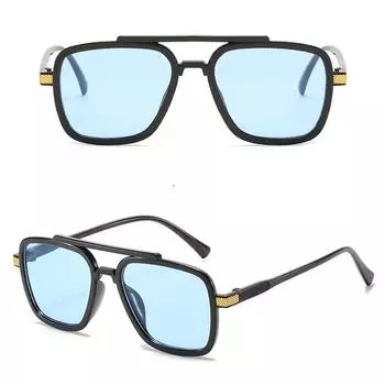 Лидер продаж, мужские очки, брендовый дизайн, солнцезащитные очки, квадратные женские очки унисекс, новые солнцезащитные очки Железного человека, высокое качество, горячая распродажа, популярные двойные лучи синий