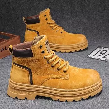 Лидер продаж, мужские рабочие ботинки на осень-зиму, модные высокие ботинки на толстой подошве, мужская походная обувь на открытом воздухе, износостойкая 39