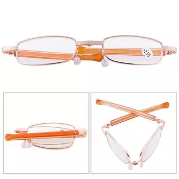 Лидер продаж, мужские складные очки унисекс для чтения, алюминий с золотом + 1,0 ~ + 4,0, женский чехол с зажимом, оправа +2.5