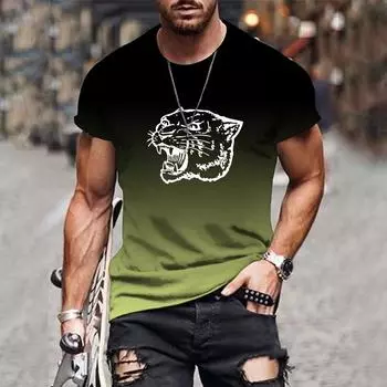 Лидер продаж, новая мужская футболка с 3D-градиентным принтом, с круглым вырезом и коротким рукавом, летняя футболка XS-6XL, свободные футболки, уличная повседневная одежда XS