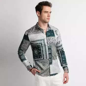 Лидер продаж, новая рубашка с цифровой печатью, мужская индивидуальная рубашка с длинным рукавом и цветочным принтом