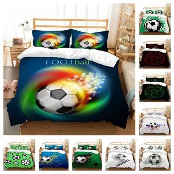 Лидер продаж, одеяло с 3D футбольным принтом, пододеяльник, комплект постельного белья для девочек, домашнее постельное белье, одинарный, двойной, King Size, мягкая микрофибра UK Single 135x200cm