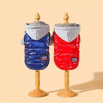 Лидер продаж: осенне-зимняя одежда для собак, непромокаемая одежда для домашних животных, двубортное хлопковое пальто с капюшоном, товары для животных S красный