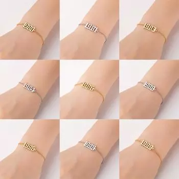 Лидер продаж, персонализированные браслеты для женщин, особая дата, номер года от 1980 до 2000, модные ювелирные изделия, 1 шт. 1993 золотистый