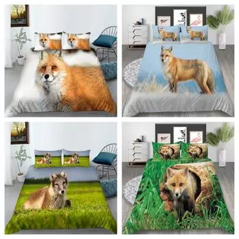 Лидер продаж, пододеяльник с изображением лисы, животные, стиль, домашние покрывала, размер Jing, постельные принадлежности, модное пододеяльник, женские и мужские дышащие комплекты постельного белья UK Single 135x200cm