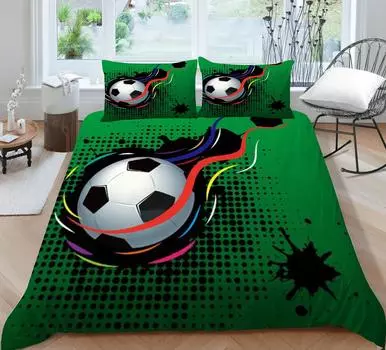 Лидер продаж, покрывало, комплект постельного белья с 3D футбольным принтом, постельное белье, одеяло, пододеяльник, теплая полиэстеровая наволочка, дышащая Single 135x200cm