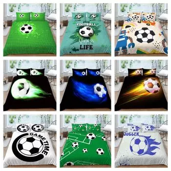 Лидер продаж, покрывало, комплект постельного белья с 3D футбольным принтом, пододеяльник, теплый дышащий полиэстер Single 135x200cm