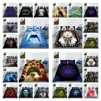 Лидер продаж, постельное белье с 3D принтом, костюм с наволочкой, домашний текстиль, 2/3 шт., постельное белье, пододеяльники, наборы постельных принадлежностей UK Single 135x200cm