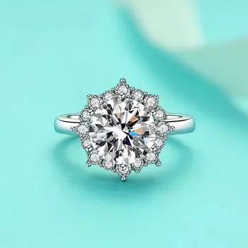 Лидер продаж, роскошное обручальное кольцо из стерлингового серебра 18 карат, белое золото, цвет D, 3,5 карата, кольца с бриллиантами из муассанита, драгоценные камни, ювелирные изделия 5