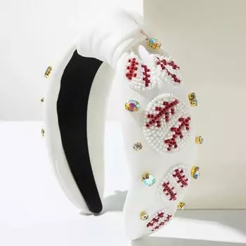 Лидер продаж Ручной работы Рисовые бусины Бейсбол Футбол Повязки на голову Высококачественные Американские Простые Аксессуары для волос