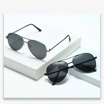 Лидер продаж, темные очки, легкие солнцезащитные очки-пилоты, UV400, металлические женские очки-жабы, мужские очки унисекс Black frame