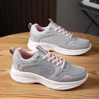 Лидер продаж весны, женские кроссовки, удобная повседневная модная уличная нескользящая женская обувь из дышащей сетки на шнуровке 35