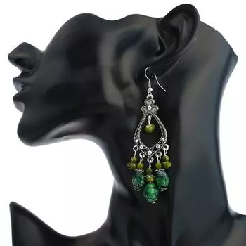 Лидер продаж, висячие серьги, цветочные бусины, винтажные длинные резные модные украшения для тела с кисточками, ветер, богемный национальный стиль синий