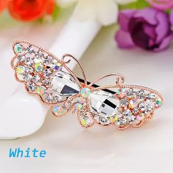Лидер продаж, заколка для головы, шпилька, модная заколка для волос, женские аксессуары с кристаллами, элегантная бабочка белый