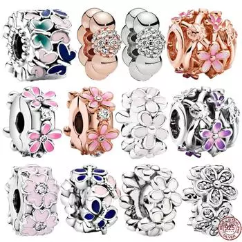 Лидер продаж, зажим для цветов, разделитель из стерлингового серебра 925 пробы, бабочки, очаровательные бусины, подходят для оригинального браслета, ювелирные изделия «сделай сам», подарок для женщин