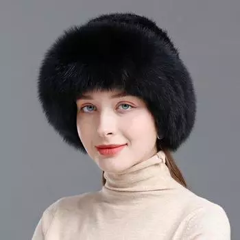 Зимняя вязаная шапка из 100% натурального меха норки и лисы, женская пушистая шапка из натурального меха лисы, женская роскошная шапка из натурального меха норки Suitable everyone