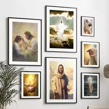 Лидер Святого Света Христос Иисус, настенная живопись на холсте, плакаты на скандинавскую тему и принты, настенные панно для гостиной, украшения дома A4 21X30cm No Framed
