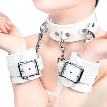 Liebe Seele FuJi Fuji White Series Genuine Cowhide Training SM Goods Rut Prevention Human Cosplay SM Play Restraints Shackles Set with Cosmetic Box