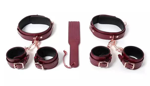 Liebe Seele Luxury SM Goods Restraint 5 предметов Набор из натуральной кожи, бордовый, королева, тренировочный, рут, пара