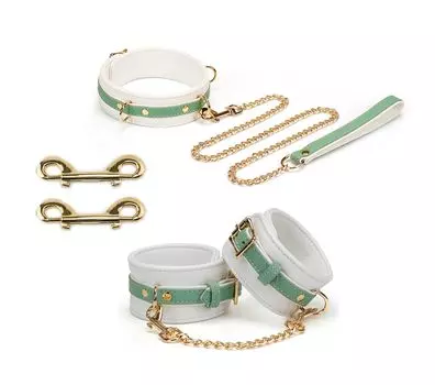 Liebe Seele Pastel Green Fairy Fairy Series Genuine Cowhide Training SM Goods Rut Prevention Human Cosplay SM Play Restraint Collar (Shackles Set)