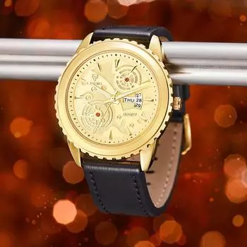 LIEBIG British Fashion Large Dial Men s Belt Watch Calendar Quartz Watch Business Watch