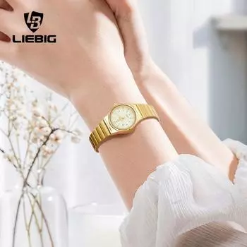 LIEBIG Классические деловые часы для пар из мужчин и женщин Кварцевые часы с цифровыми весами Водонепроницаемые часы со стальным ремешком
