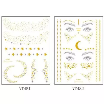 Life Beauty 2шт водонепроницаемая блестящая татуировка металлическое золото блестящая наклейка временный боди-арт