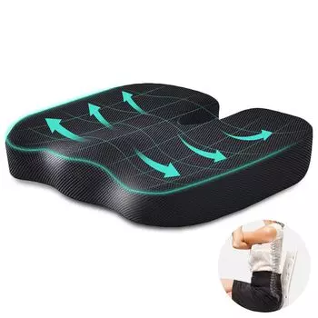 LIFE EASE Кресло с эффектом памяти Сиденье для офисного стола Поза поясницы Без ягодиц Моющаяся ткань Подушка, стул, пена, подушка, подушка, стул, стул, автомобиль, боль, чёрный