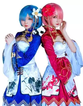 Life in Another Rem Ram Cosplay China Dress Maid Clothes China Clothes [milky time] ReZERO -Starting World- ReZero (Rem)