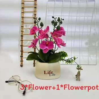 Life Phalaenopsis Flowerpot Simulated Flower For Photo Shoots Living Decor Room Purple