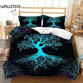Life Tree Shiny Pattern Duvet Cover Fashion Bedding Set Quilt Cover Pillowcases Single Double TwinQueen For Men Women Kids Gift EU Single 135x200cm