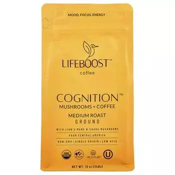 Lifeboost, Cognition™, Гриб + Кофе, Молотый кофе, Средняя обжарка, 340 г (12oz)